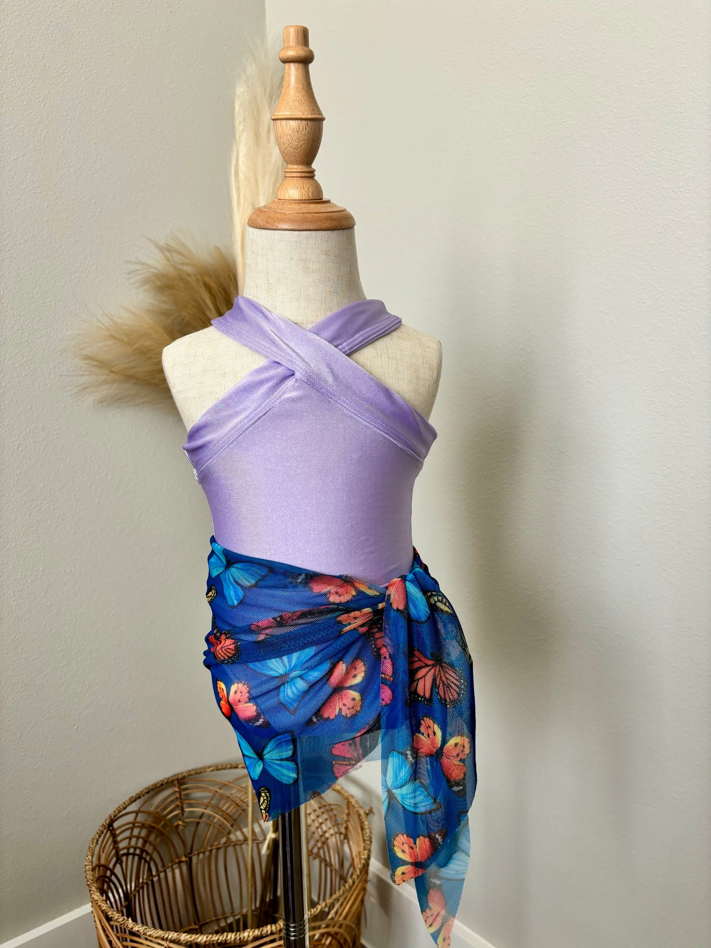 Sassy Cross Shoulder Swimsuit w/ Sarong