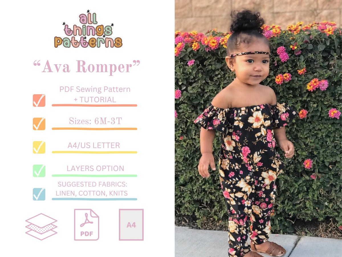 Ava Romper PDF Sewing Pattern | Baby & Toddler Sewing Pattern