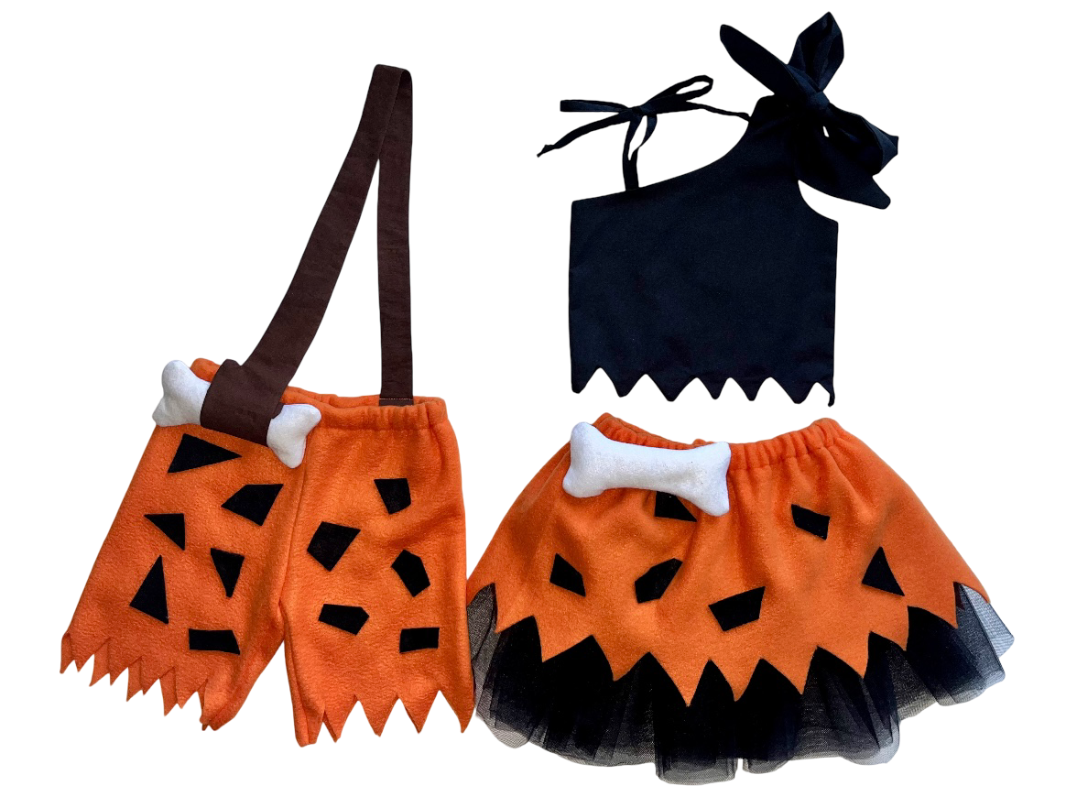 Pebbles & Bamm-Bamm Inspired Baby & Toddler Costume Set | Handmade Stone Age Outfit | Cartoon-Inspired Sibling Costume