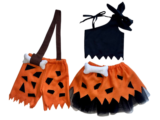 Pebbles & Bamm-Bamm Inspired Baby & Toddler Costume Set | Handmade Stone Age Outfit | Cartoon-Inspired Sibling Costume