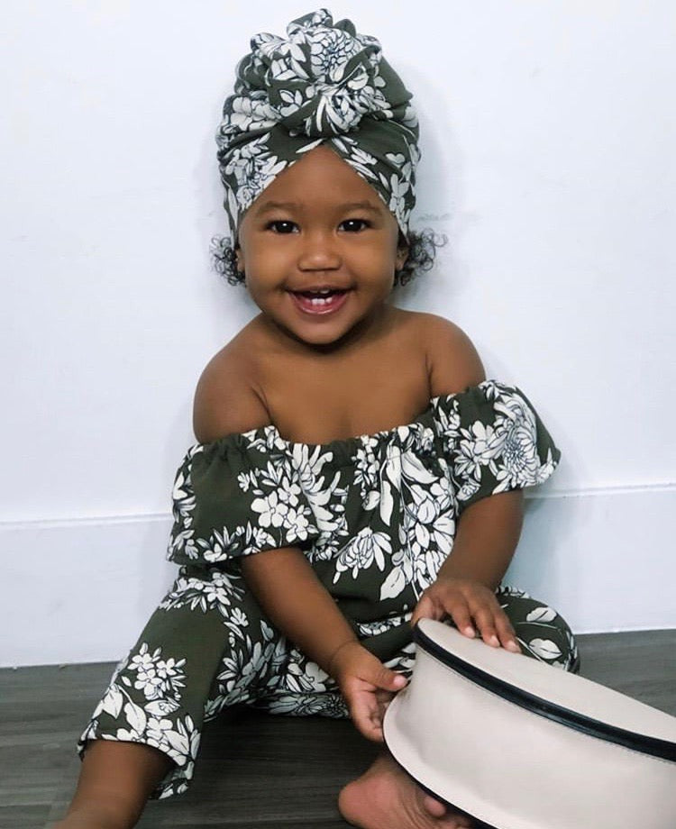 Green Bloom Romper Set