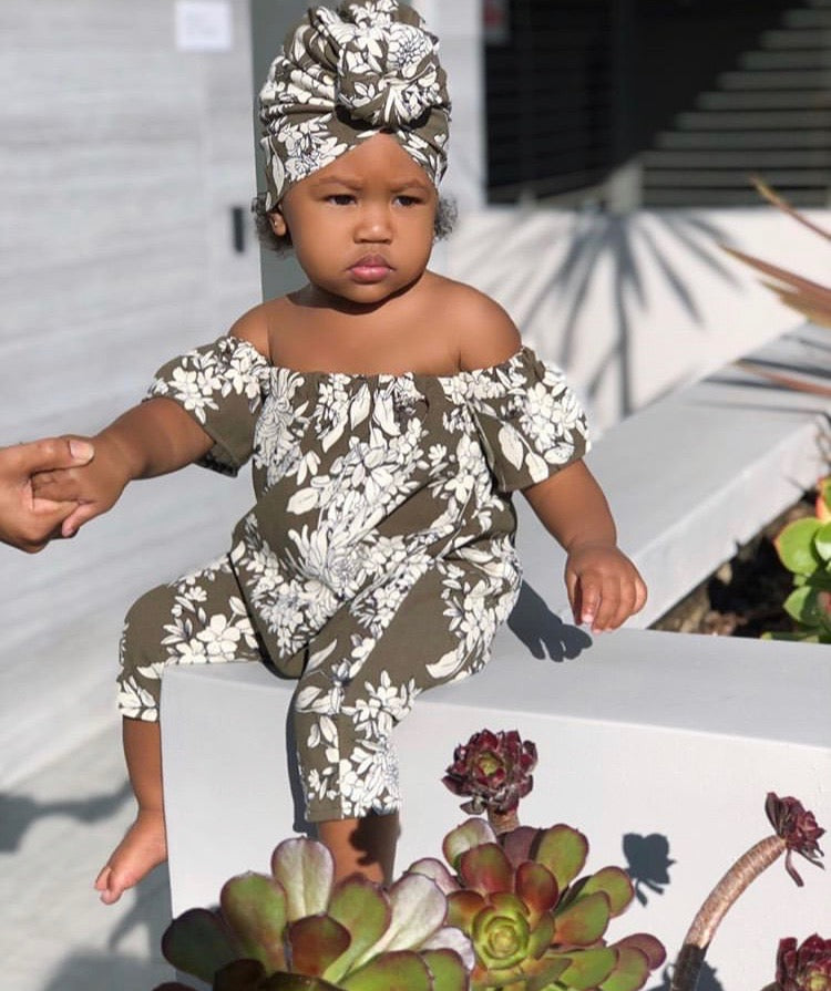 Green Bloom Romper Set