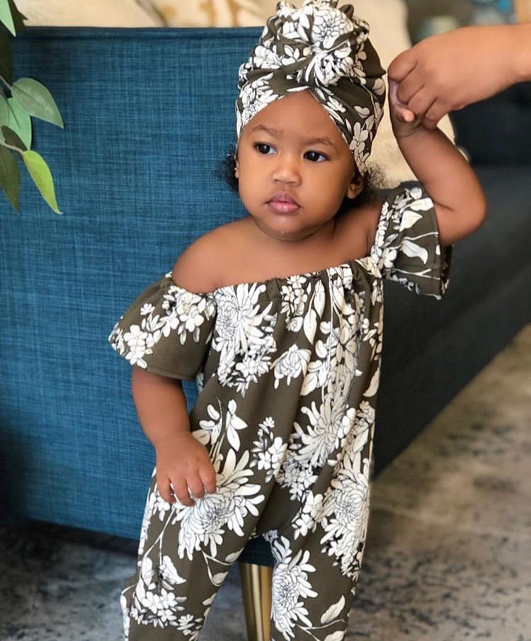 Green Bloom Romper Set